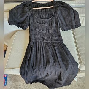 Madewell Smocked Dress, 4, Black